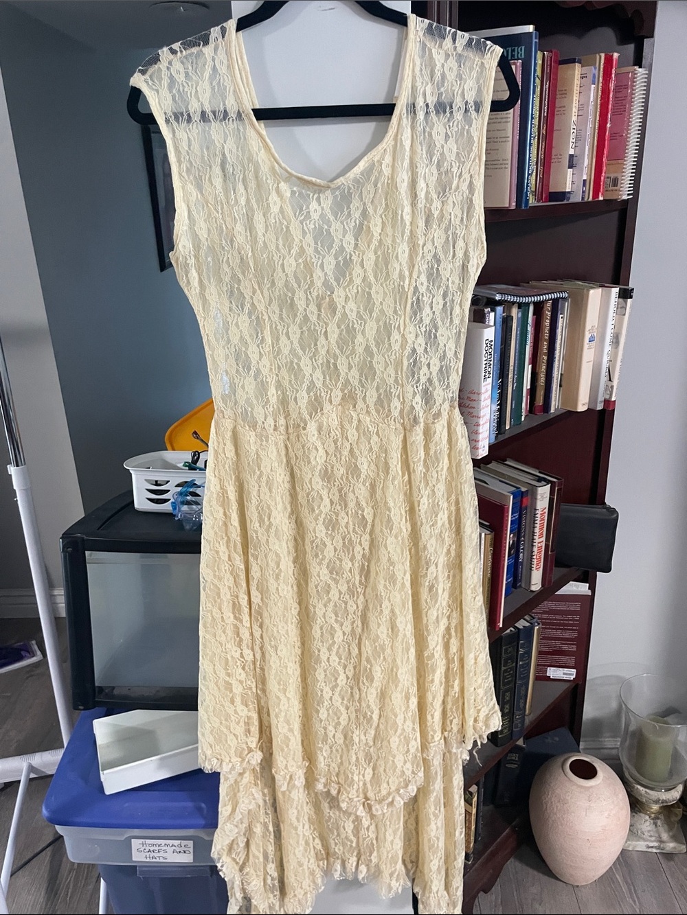 Ivory Lace High-Low Dress - Feminine Layered Hem